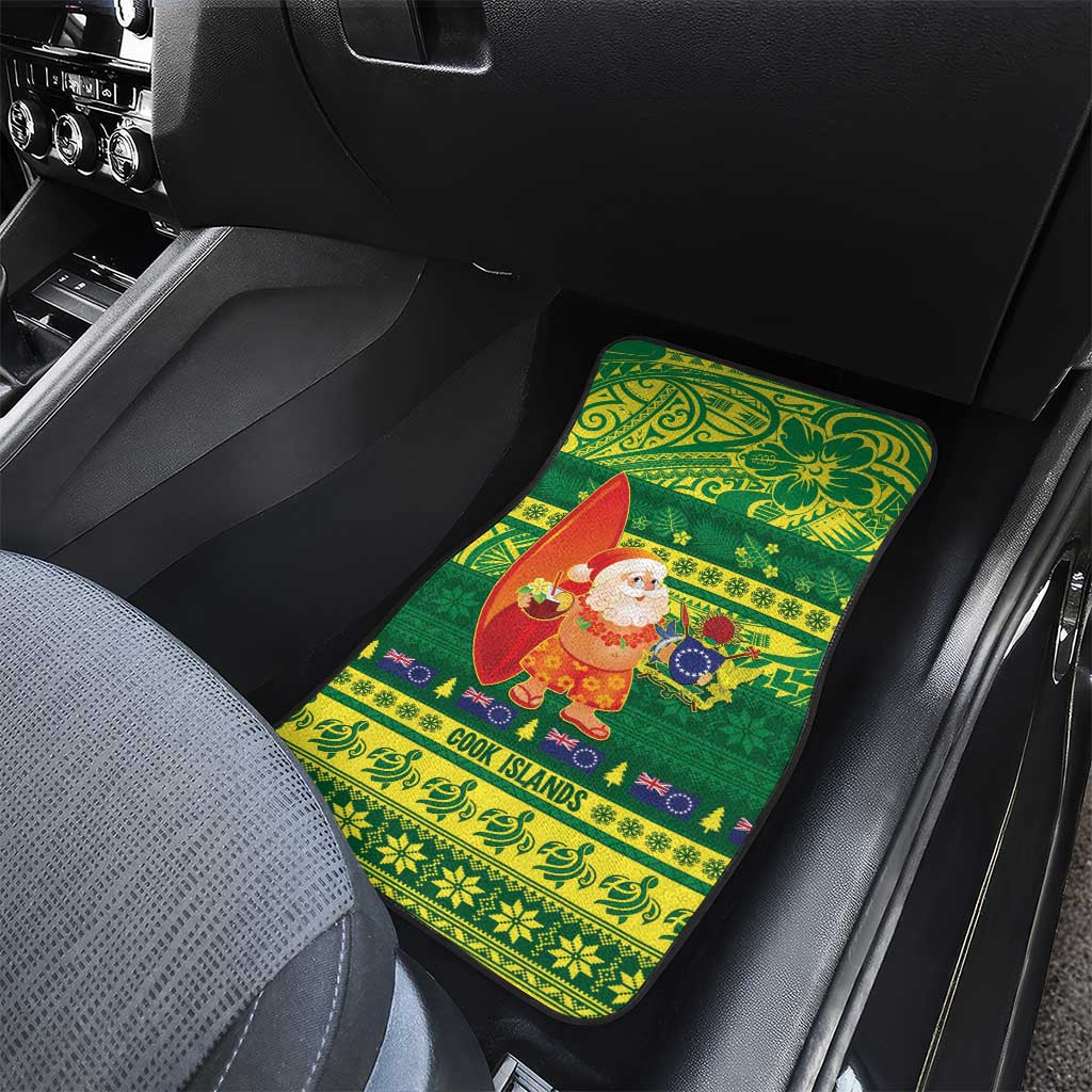 Cook Islands Christmas Car Mats Surfing Santa Mere Kiritimiti - Polynesian Pride