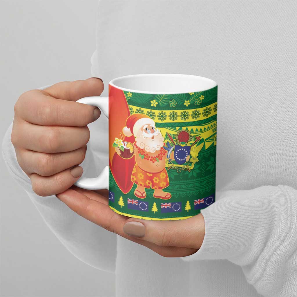 Cook Islands Christmas Ceramic Mug Surfing Santa Mere Kiritimiti - Polynesian Pride
