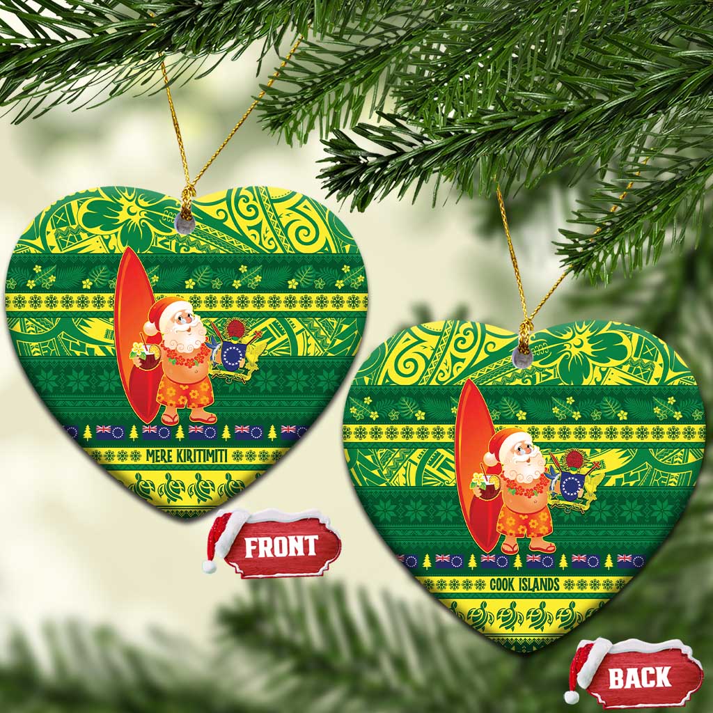 Cook Islands Christmas Ceramic Ornament Surfing Santa Mere Kiritimiti - Polynesian Pride