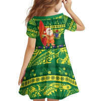 Cook Islands Christmas Family Matching Long Sleeve Bodycon Dress and Hawaiian Shirt Surfing Santa Mere Kiritimiti - Polynesian Pride