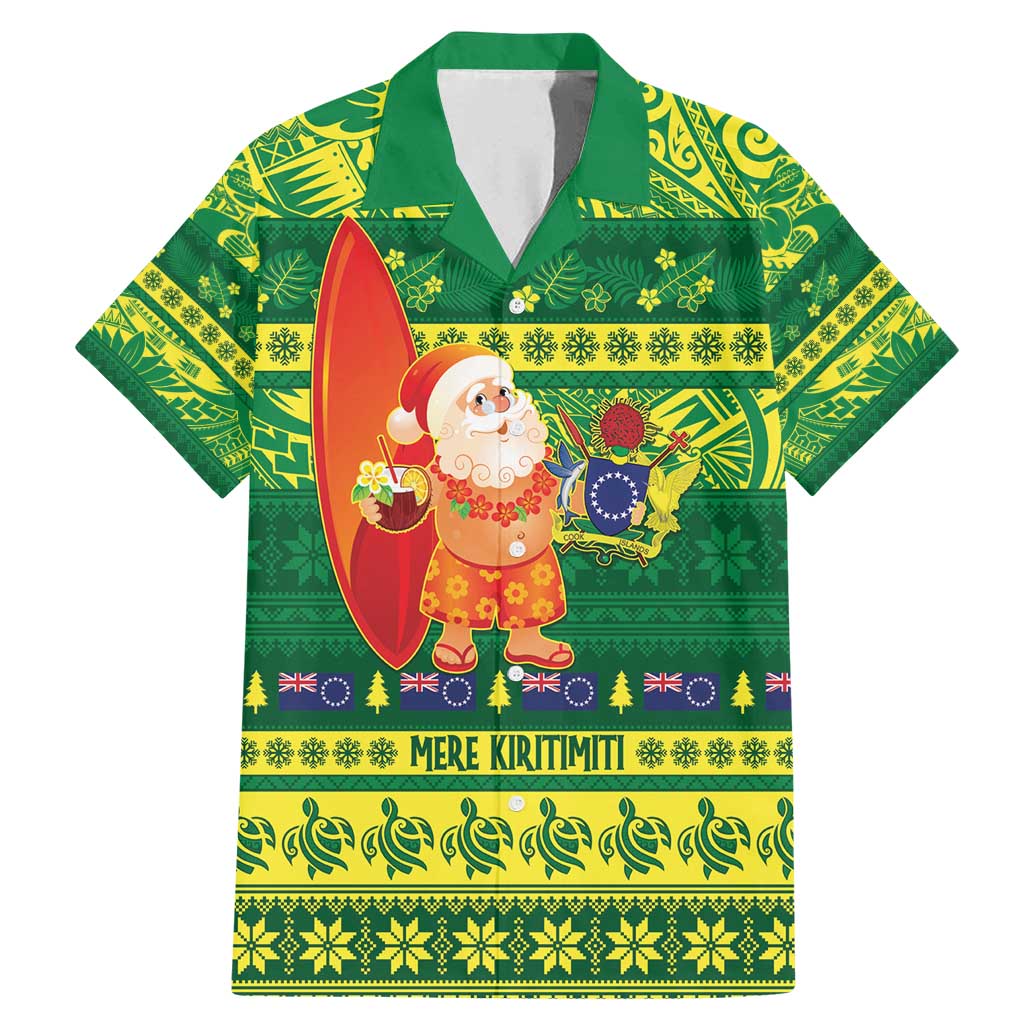 Cook Islands Christmas Family Matching Mermaid Dress and Hawaiian Shirt Surfing Santa Mere Kiritimiti - Polynesian Pride