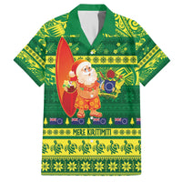 Cook Islands Christmas Family Matching Off The Shoulder Long Sleeve Dress and Hawaiian Shirt Surfing Santa Mere Kiritimiti - Polynesian Pride