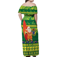 Cook Islands Christmas Family Matching Off Shoulder Maxi Dress and Hawaiian Shirt Surfing Santa Mere Kiritimiti - Polynesian Pride