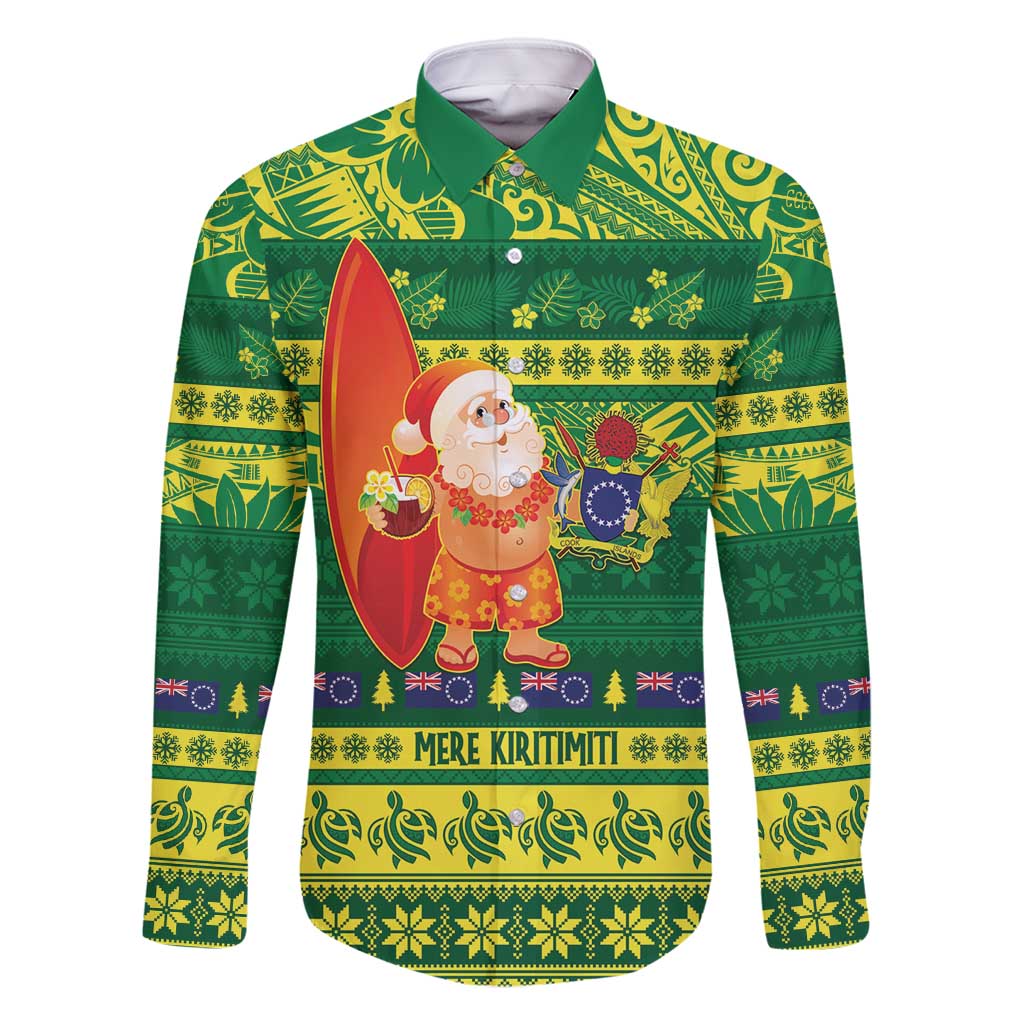 Cook Islands Christmas Family Matching Tank Maxi Dress and Hawaiian Shirt Surfing Santa Mere Kiritimiti - Polynesian Pride