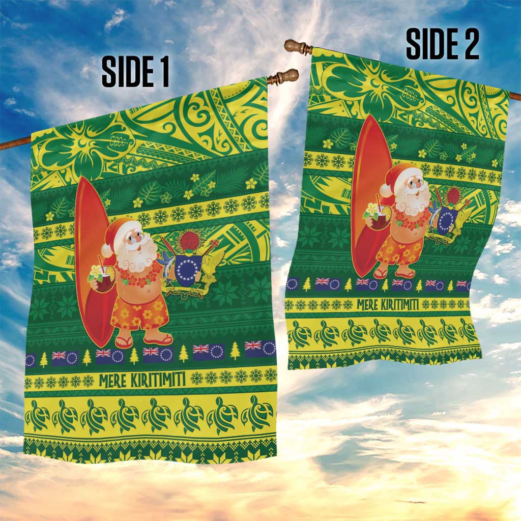Cook Islands Christmas Garden Flag Surfing Santa Mere Kiritimiti - Polynesian Pride