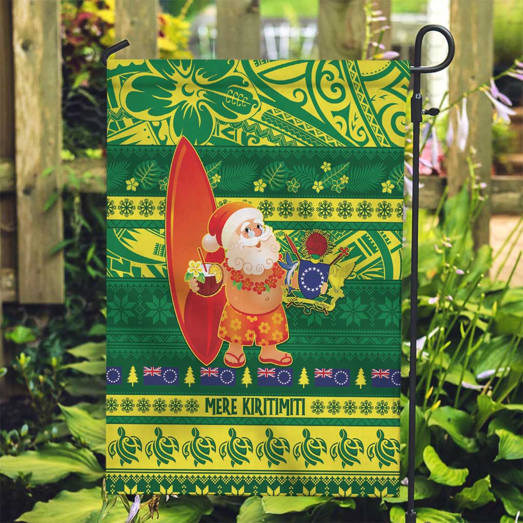 Cook Islands Christmas Garden Flag Surfing Santa Mere Kiritimiti - Polynesian Pride