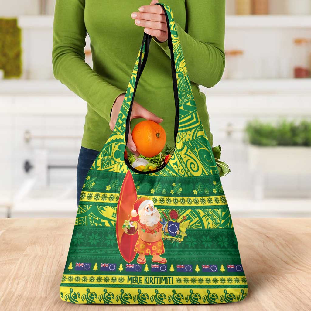 Cook Islands Christmas Grocery Bag Surfing Santa Mere Kiritimiti - Polynesian Pride