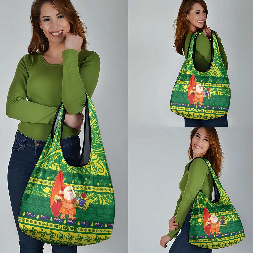 Cook Islands Christmas Grocery Bag Surfing Santa Mere Kiritimiti - Polynesian Pride