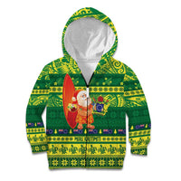 Cook Islands Christmas Kid Hoodie Surfing Santa Mere Kiritimiti - Polynesian Pride
