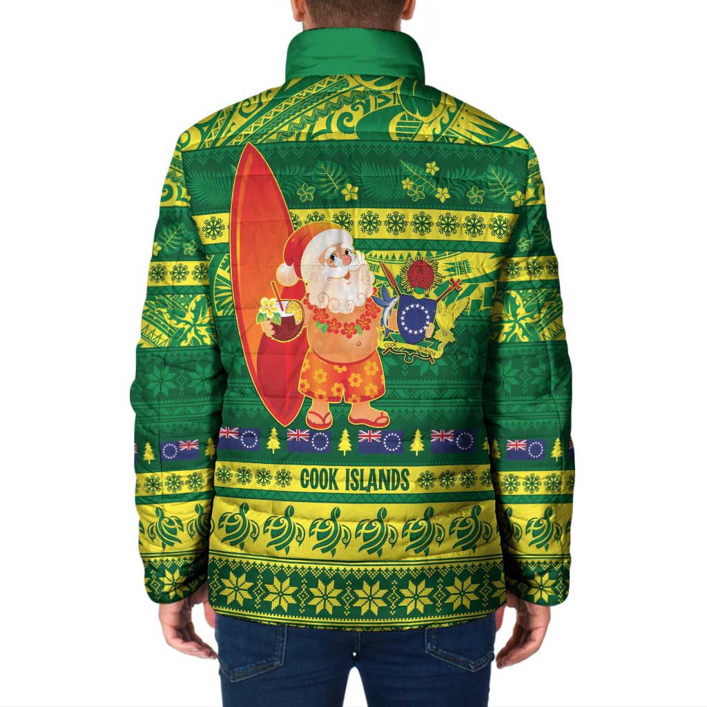 Cook Islands Christmas Padded Jacket Surfing Santa Mere Kiritimiti - Polynesian Pride