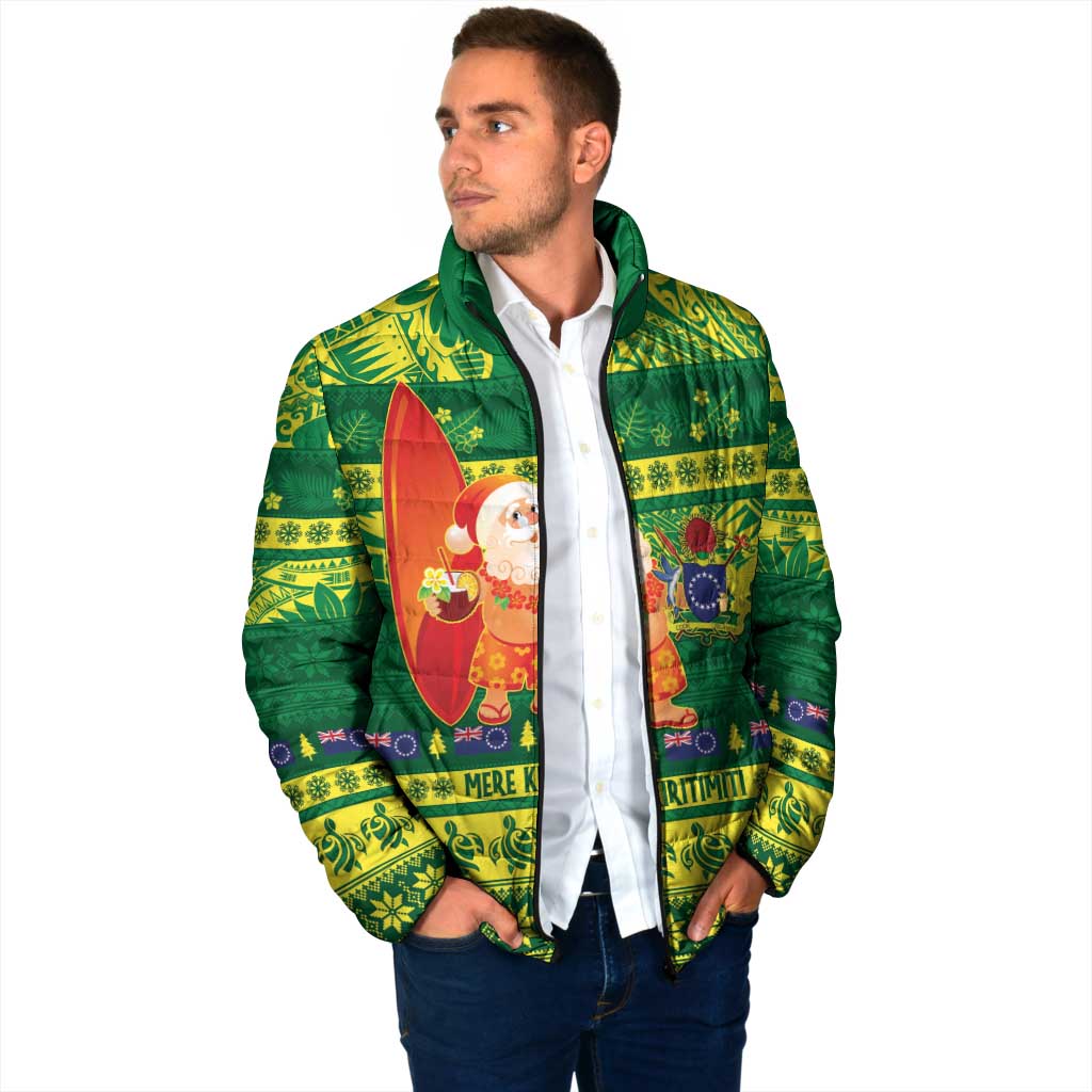 Cook Islands Christmas Padded Jacket Surfing Santa Mere Kiritimiti - Polynesian Pride