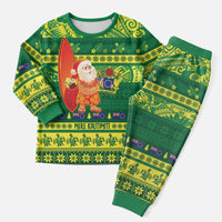 Cook Islands Christmas Pajama Set Surfing Santa Mere Kiritimiti - Polynesian Pride