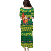 Cook Islands Christmas Puletasi Surfing Santa Mere Kiritimiti - Polynesian Pride