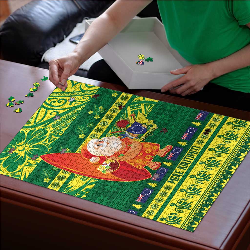 Cook Islands Christmas Puzzle Surfing Santa Mere Kiritimiti - Polynesian Pride