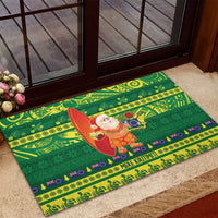 Cook Islands Christmas Rubber Doormat Surfing Santa Mere Kiritimiti - Polynesian Pride