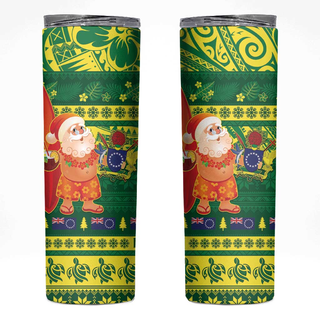 Cook Islands Christmas Skinny Tumbler Surfing Santa Mere Kiritimiti - Polynesian Pride