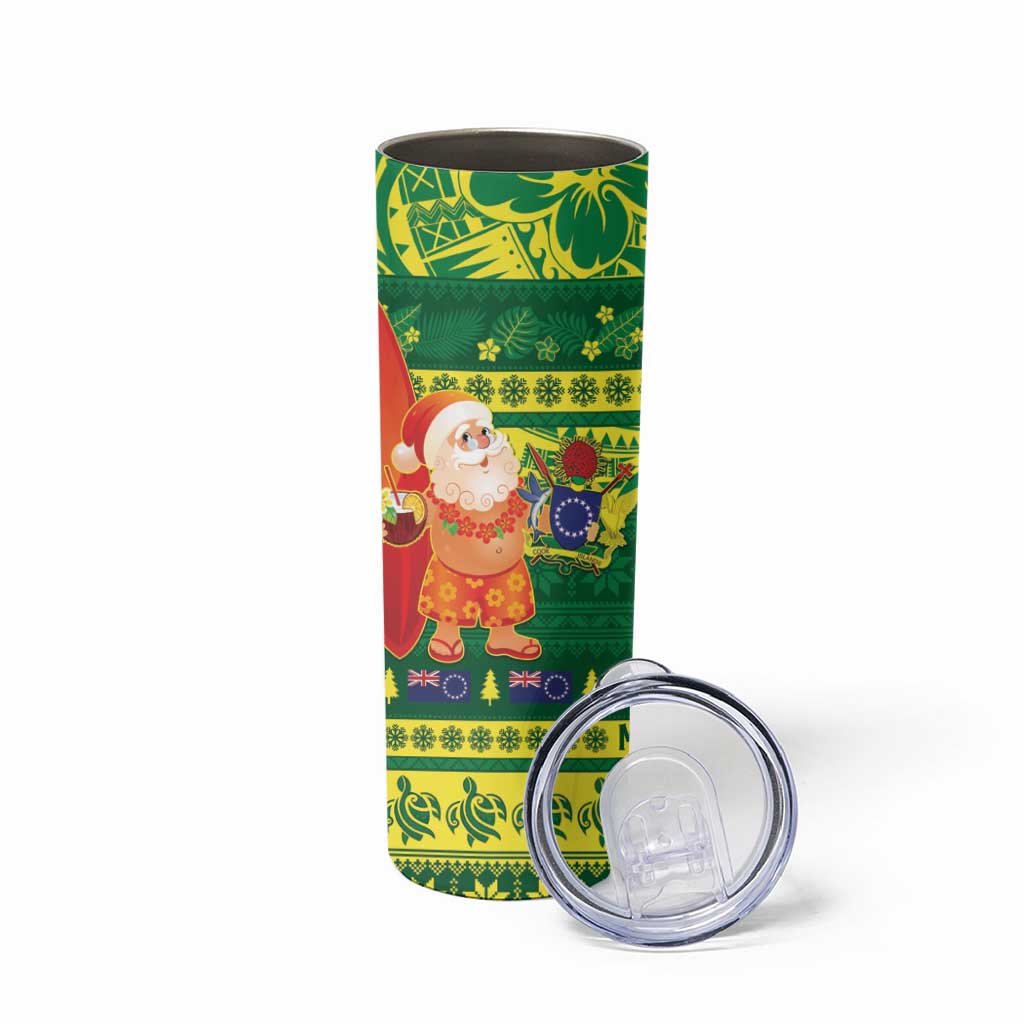Cook Islands Christmas Skinny Tumbler Surfing Santa Mere Kiritimiti - Polynesian Pride