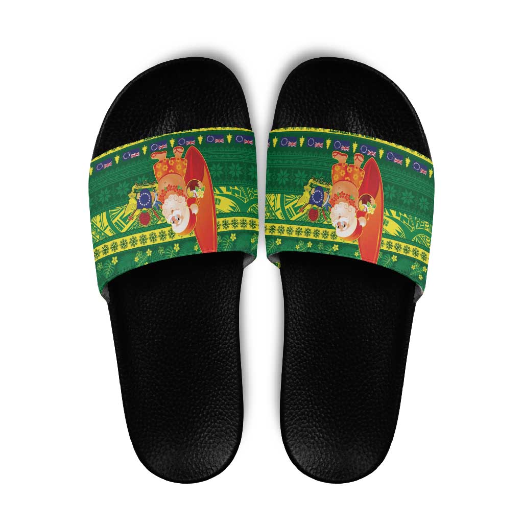 Cook Islands Christmas Slide Sandals Surfing Santa Mere Kiritimiti - Polynesian Pride