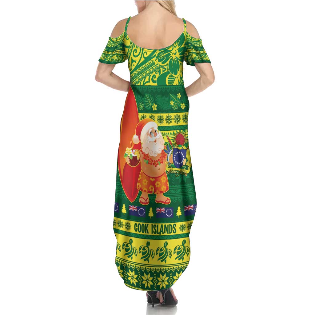 Cook Islands Christmas Summer Maxi Dress Surfing Santa Mere Kiritimiti - Polynesian Pride