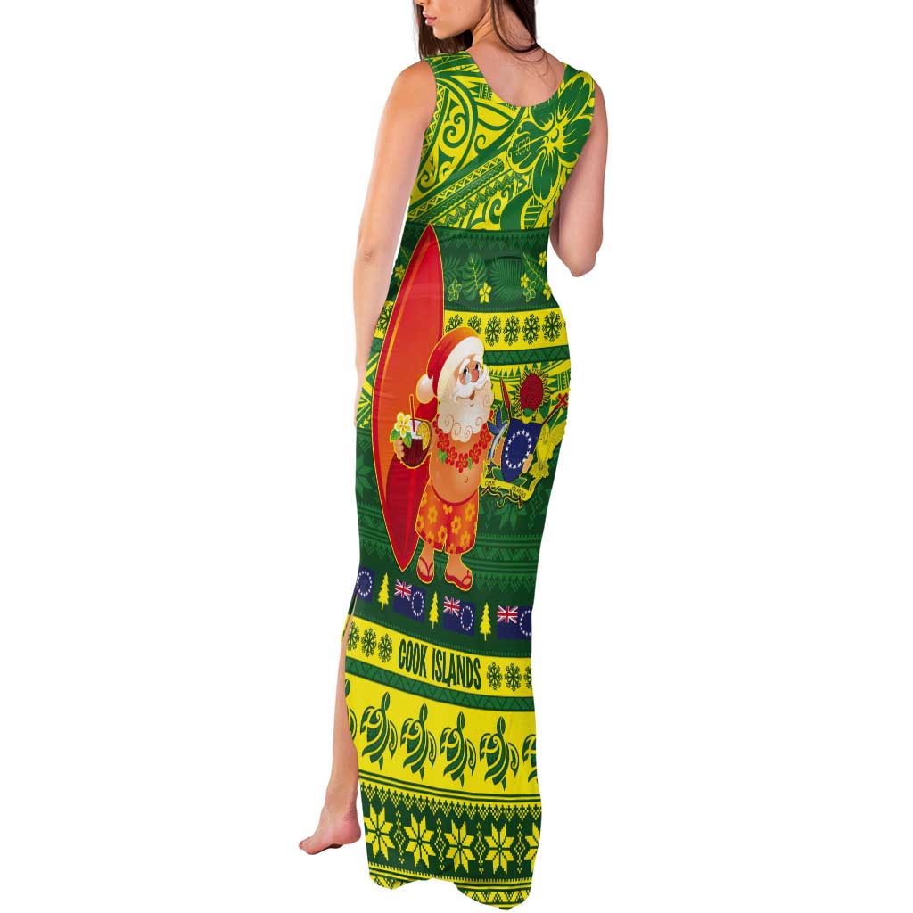 Cook Islands Christmas Tank Maxi Dress Surfing Santa Mere Kiritimiti - Polynesian Pride