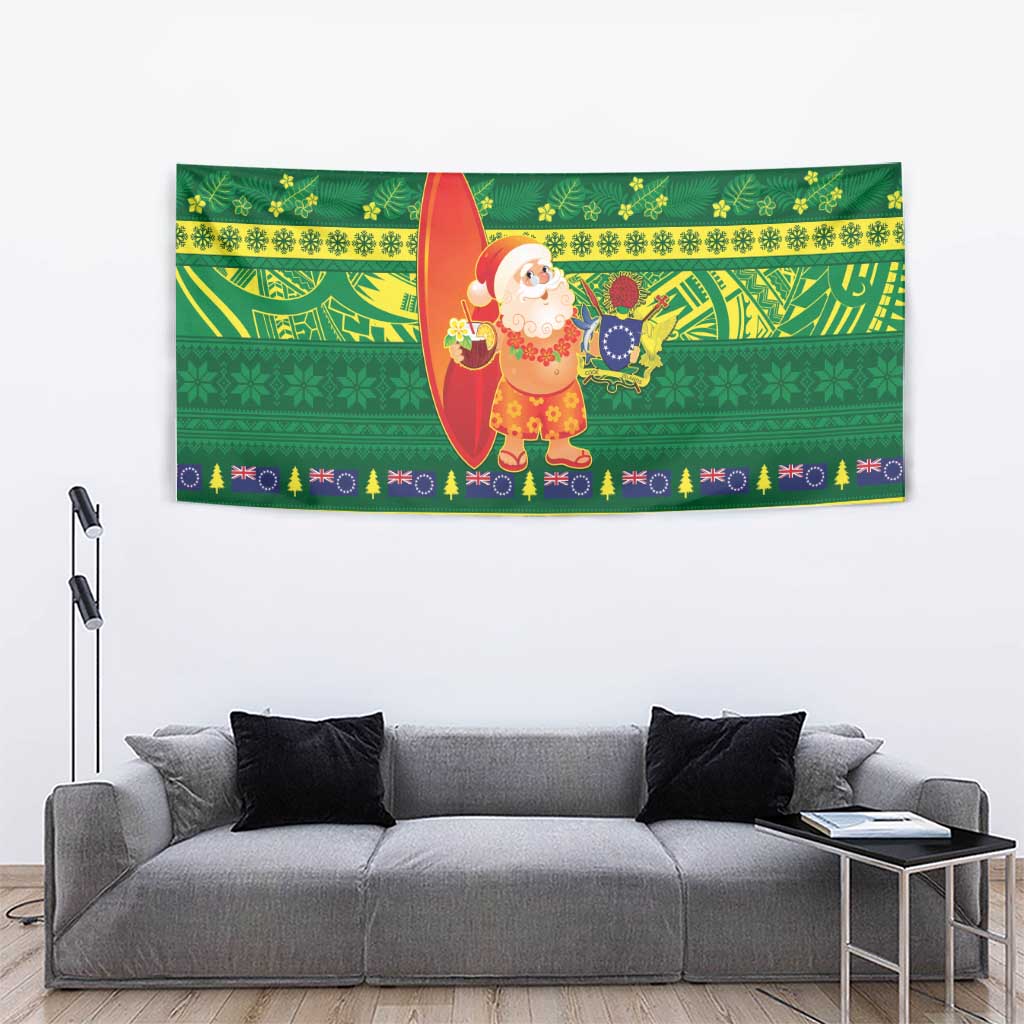 Cook Islands Christmas Tapestry Surfing Santa Mere Kiritimiti - Polynesian Pride