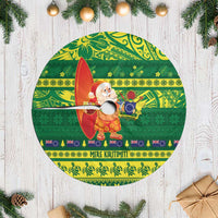 Cook Islands Christmas Tree Skirt Surfing Santa Mere Kiritimiti - Polynesian Pride