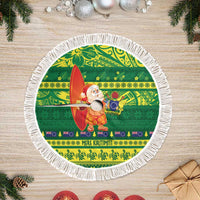 Cook Islands Christmas Tree Skirt Surfing Santa Mere Kiritimiti - Polynesian Pride