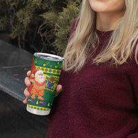 Cook Islands Christmas Tumbler Cup Surfing Santa Mere Kiritimiti - Polynesian Pride