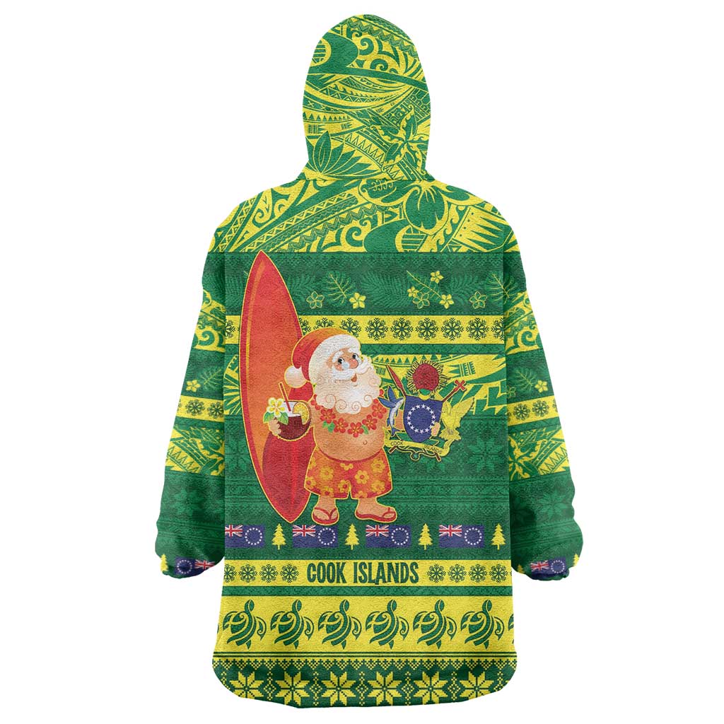 Cook Islands Christmas Wearable Blanket Hoodie Surfing Santa Mere Kiritimiti - Polynesian Pride