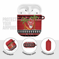 French Polynesia Christmas AirPods Case Tiare Chilling Santa Oaoa I teie Noera - Polynesian Pride