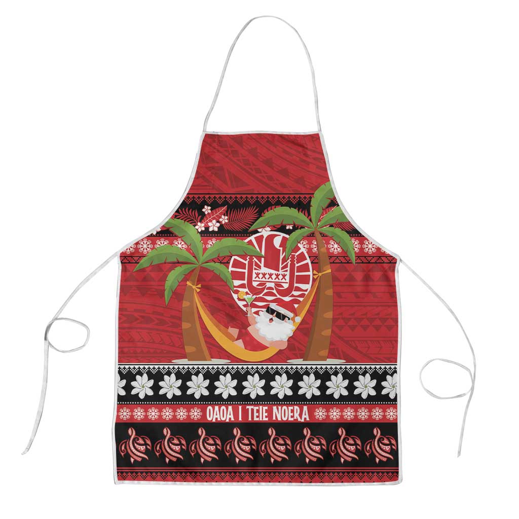 French Polynesia Christmas Apron Tiare Chilling Santa Oaoa I teie Noera - Polynesian Pride