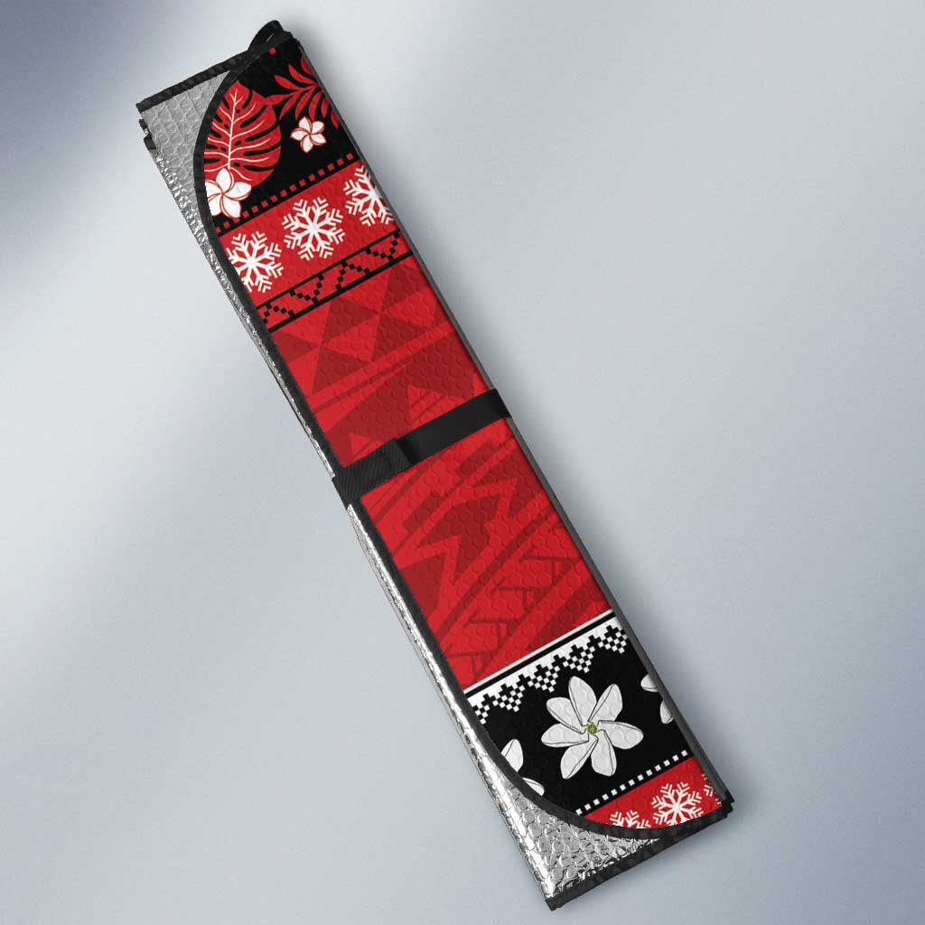 French Polynesia Christmas Auto Sun Shade Tiare Chilling Santa Oaoa I teie Noera - Polynesian Pride