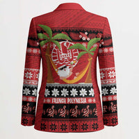 French Polynesia Christmas Blazer Tiare Chilling Santa Oaoa I teie Noera - Polynesian Pride