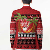 French Polynesia Christmas Blazer Tiare Chilling Santa Oaoa I teie Noera - Polynesian Pride