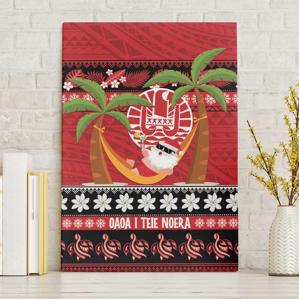 French Polynesia Christmas Canvas Wall Art Tiare Chilling Santa Oaoa I teie Noera - Polynesian Pride