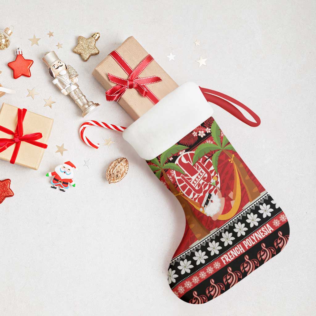 French Polynesia Christmas Stocking Tiare Chilling Santa Oaoa I teie Noera - Polynesian Pride