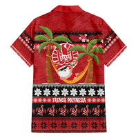 French Polynesia Christmas Family Matching Off The Shoulder Long Sleeve Dress and Hawaiian Shirt Tiare Chilling Santa Oaoa I teie Noera - Polynesian Pride