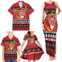 French Polynesia Christmas Family Matching Tank Maxi Dress and Hawaiian Shirt Tiare Chilling Santa Oaoa I teie Noera - Polynesian Pride