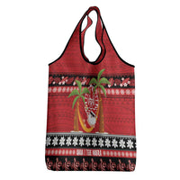 French Polynesia Christmas Grocery Bag Tiare Chilling Santa Oaoa I teie Noera - Polynesian Pride