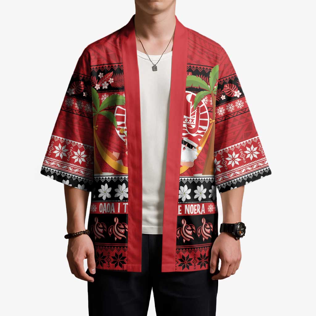 French Polynesia Christmas Kimono Tiare Chilling Santa Oaoa I teie Noera - Polynesian Pride