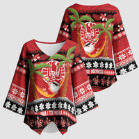 French Polynesia Christmas Kimono Sleeve Blouse Tiare Chilling Santa Oaoa I teie Noera - Polynesian Pride
