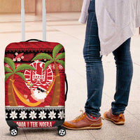 French Polynesia Christmas Luggage Cover Tiare Chilling Santa Oaoa I teie Noera - Polynesian Pride
