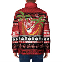 French Polynesia Christmas Padded Jacket Tiare Chilling Santa Oaoa I teie Noera - Polynesian Pride