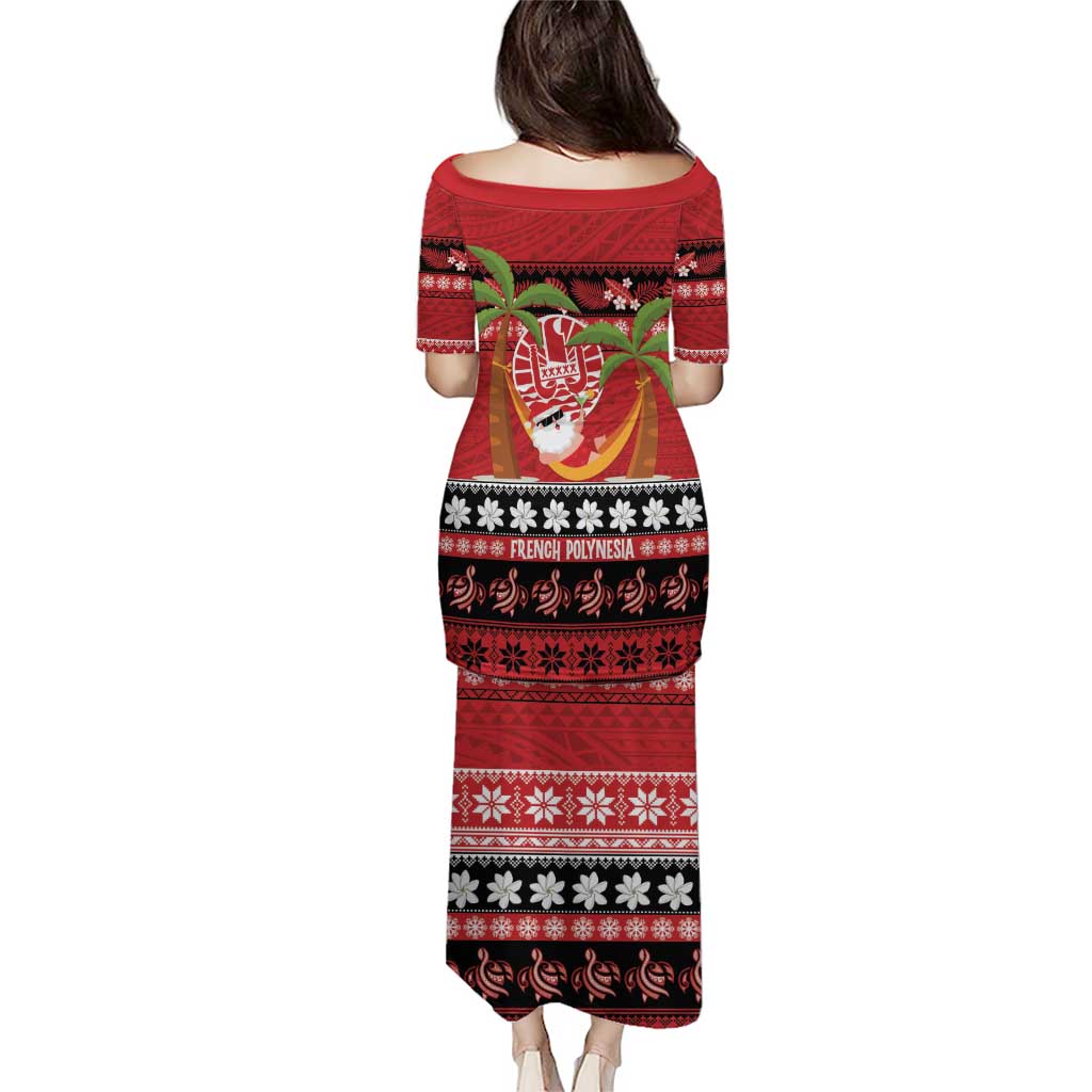 French Polynesia Christmas Puletasi Tiare Chilling Santa Oaoa I teie Noera - Polynesian Pride
