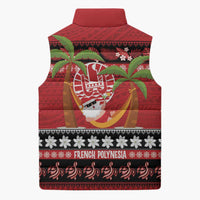 French Polynesia Christmas Sleeveless Puffer Jacket Tiare Chilling Santa Oaoa I teie Noera - Polynesian Pride