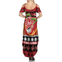 French Polynesia Christmas Summer Maxi Dress Tiare Chilling Santa Oaoa I teie Noera - Polynesian Pride