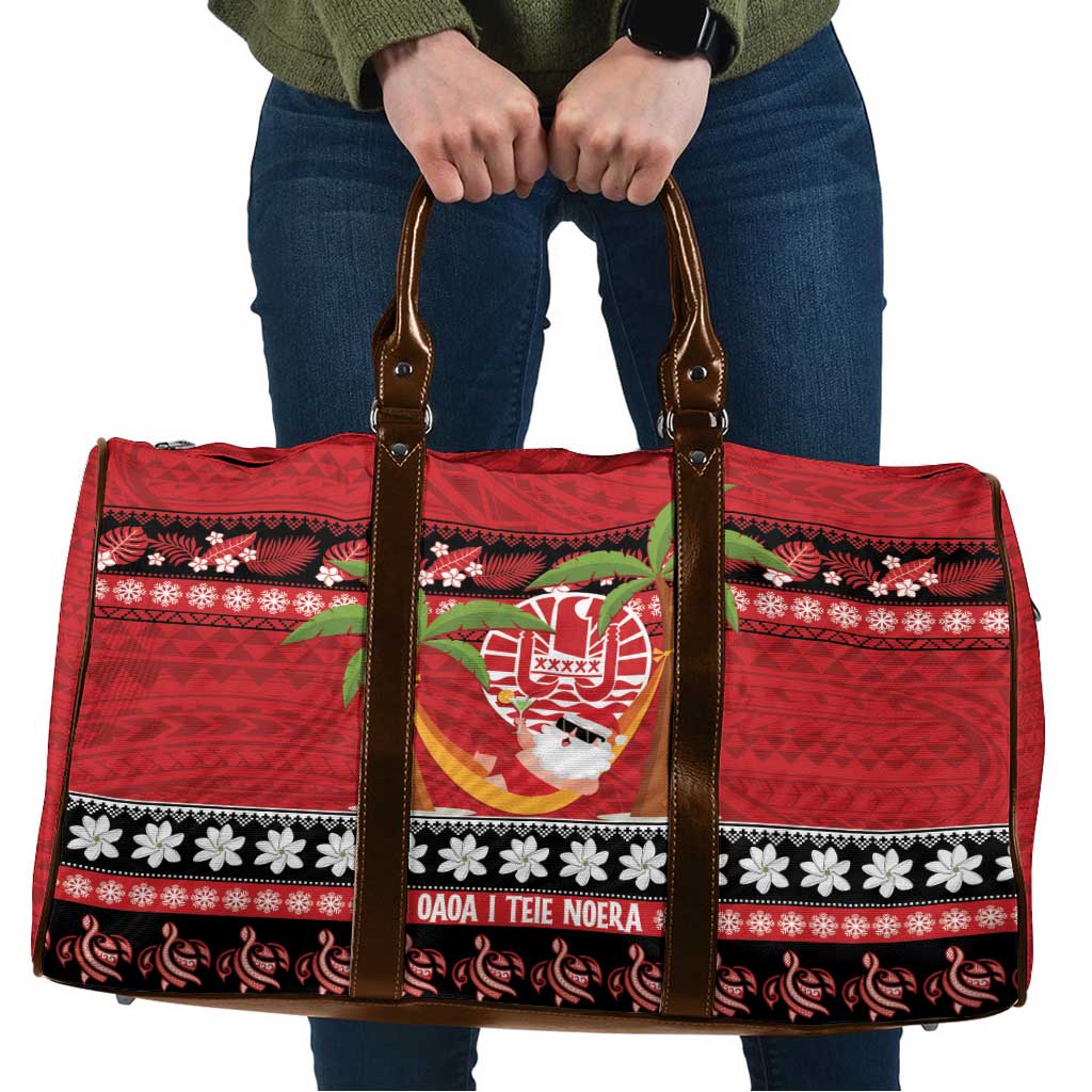 French Polynesia Christmas Travel Bag Tiare Chilling Santa Oaoa I teie Noera - Polynesian Pride