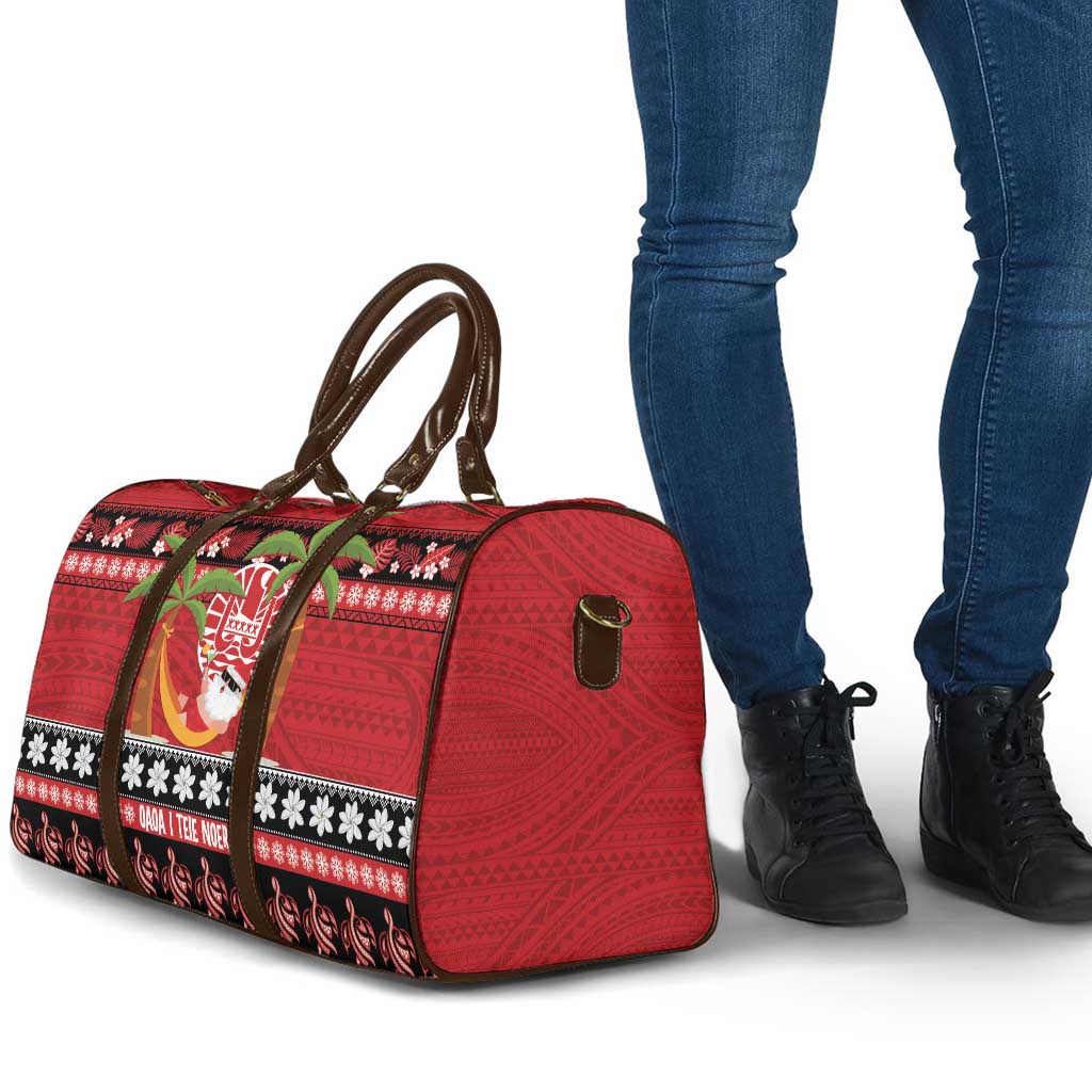French Polynesia Christmas Travel Bag Tiare Chilling Santa Oaoa I teie Noera - Polynesian Pride
