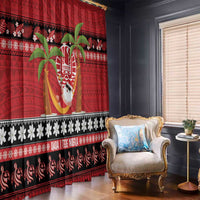 French Polynesia Christmas Window Curtain Tiare Chilling Santa Oaoa I teie Noera - Polynesian Pride