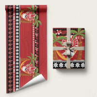French Polynesia Christmas Wrapping Paper Tiare Chilling Santa Oaoa I teie Noera - Polynesian Pride